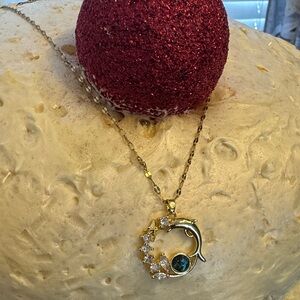 Trendy Jewels Gold Necklace with Blue and Clear Accents